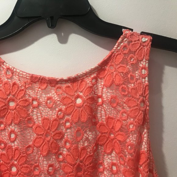 Peach / White Lace Formal Dress - Picture 2 of 5